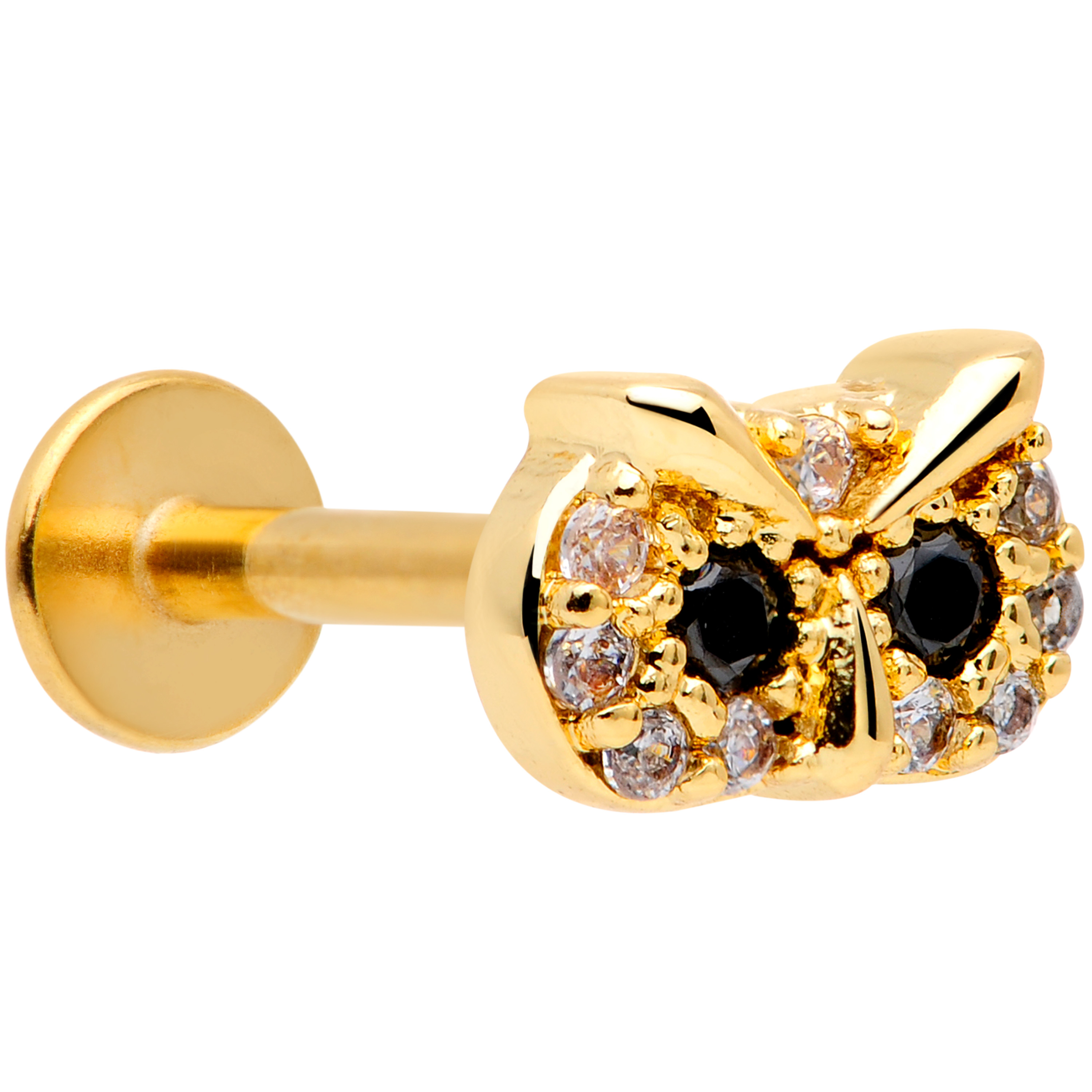 Body Candy Womens 16G PVD Steel Clear Accent Wise Owl Labret Monroe Lip