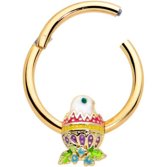 Body Candy Womens 16G PVD Steel Hinged Segment Ring Seamless Cartilage Nipple Hatch Egg Chick Nose Hoop 3/8"
