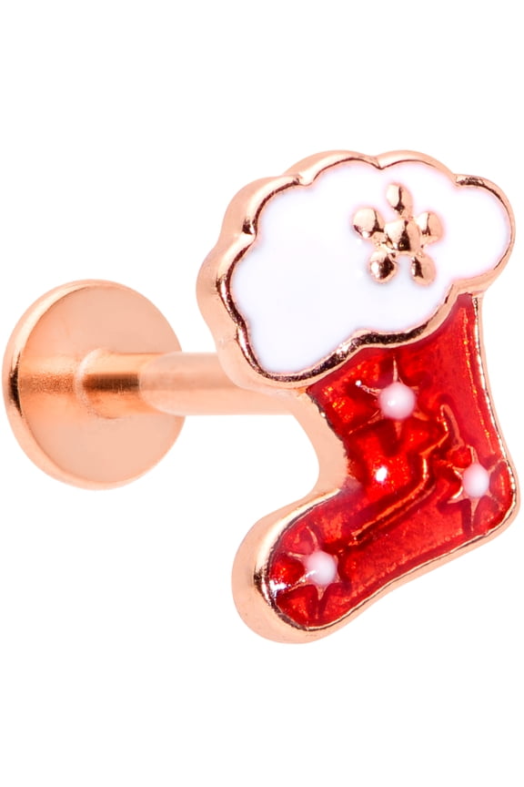 Womens 16G PVD Steel Rosy Red Stocking Labret Monroe Lip Ring Tragus Cartilage Stud 5/16"