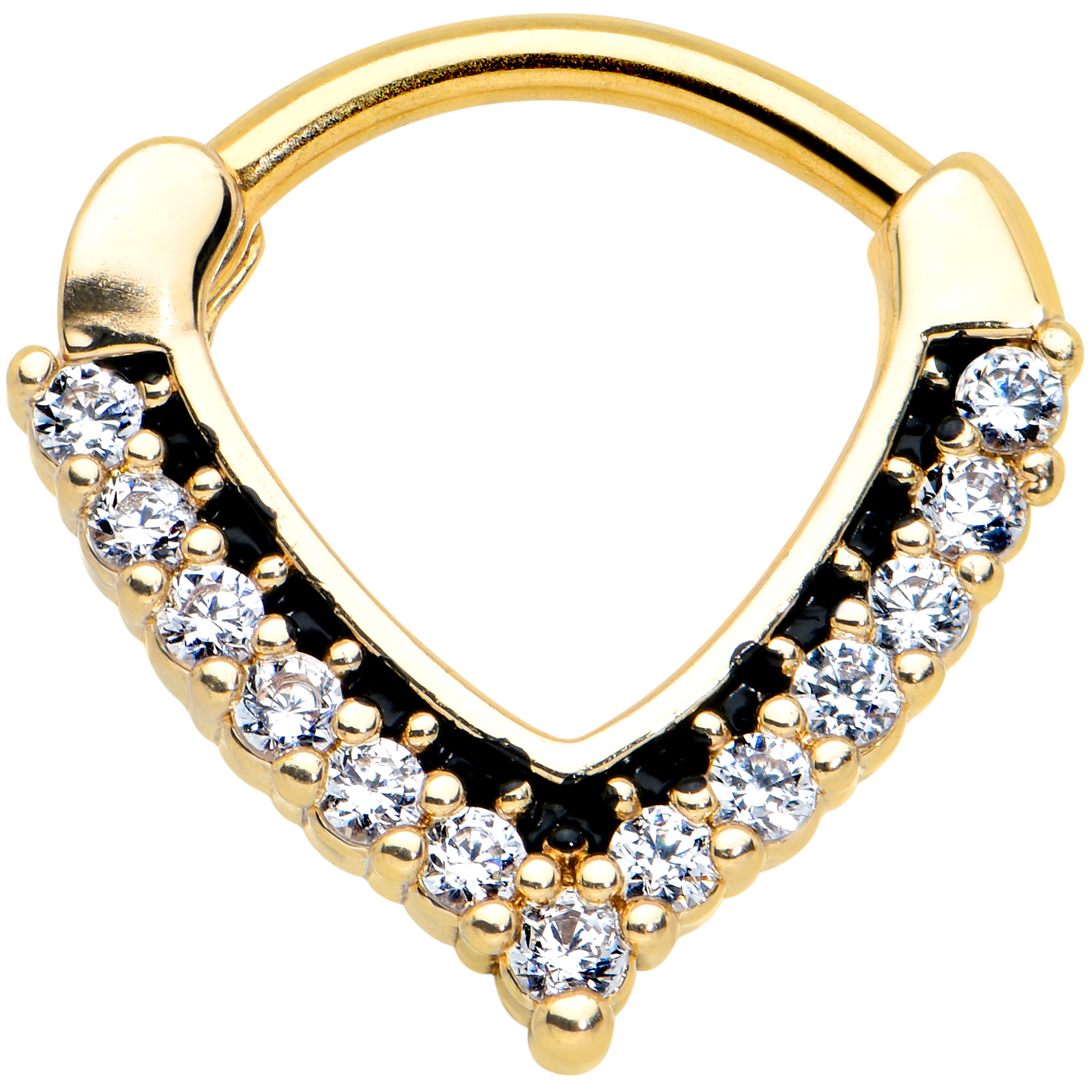 Body Candy Womens 16G PVD Steel Septum Jewelry Clear Chevron Daith