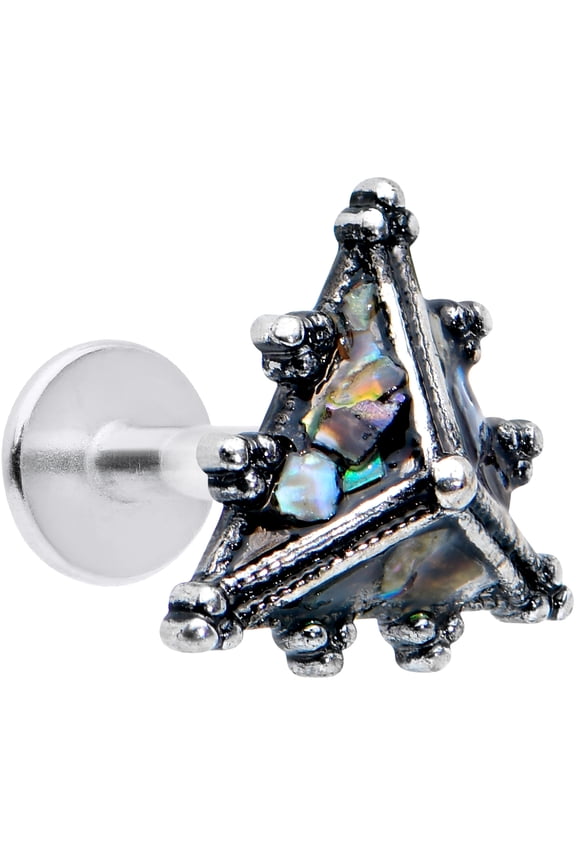 Womens 16G Stainless Steel Textured Pyramid Labret Monroe Lip Ring Tragus Cartilage Stud 5/16"