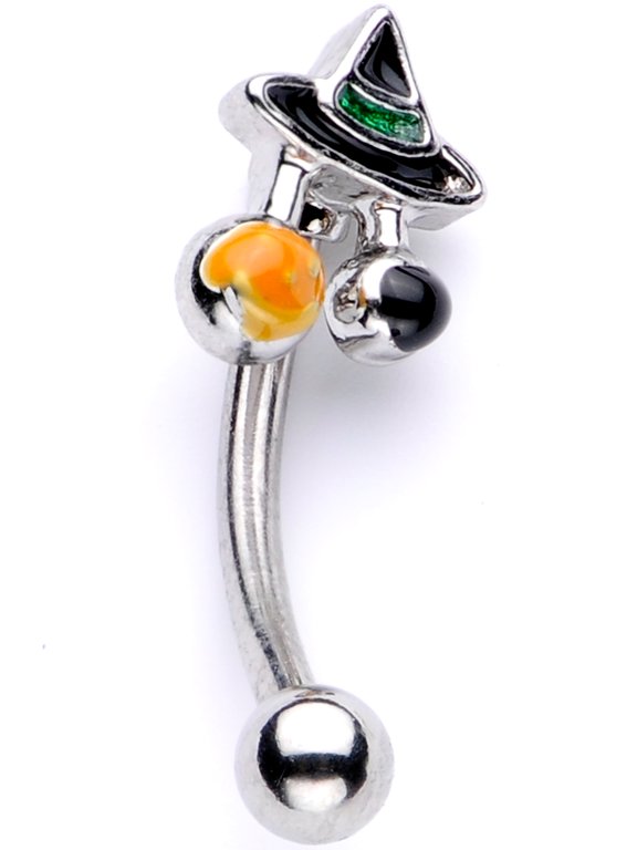Womens 16G Steel Cartilage Tragus Daith Conch Rook Black Green Witch Hat Eyebrow Ring 5/16
