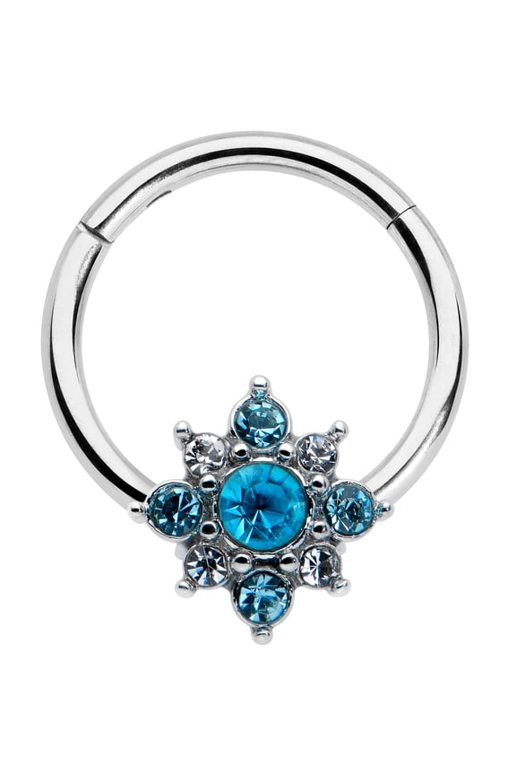 Womens 16G Steel Hinged Segment Ring Seamless CartilageGlamour Star Nose Hoop 3/8