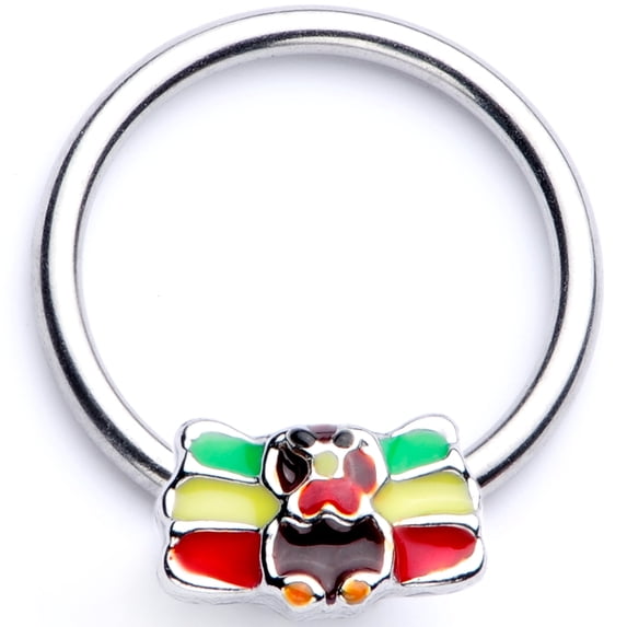 Body Candy Womens 16G Steel Rasta Turkey Captive Nipple Horseshoe Nose Cartilage BCR Captive Ring 3/8"
