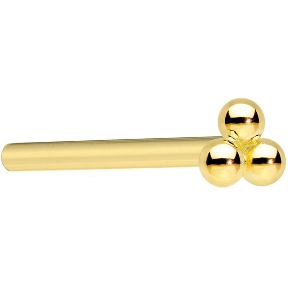 Body Candy Womens 18G 14K Yellow Gold Nose Ring Tri Nose Stud Nose Bone Body Piercing Jewelry 3/4"