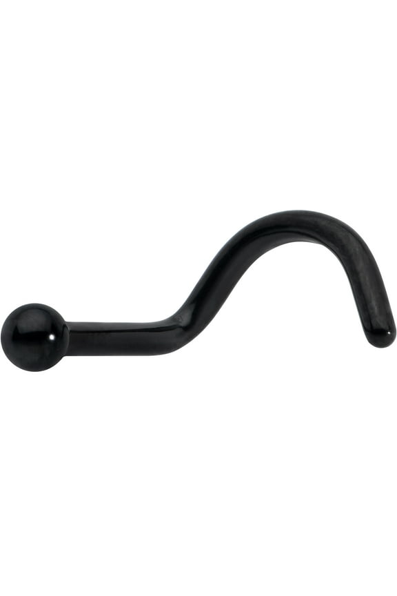 Womens 18G ASTM F-136 Titanium Black Nose Screw Nose Ring Ball End Mens Nose Stud Body Piercing Jewelry 1/4"