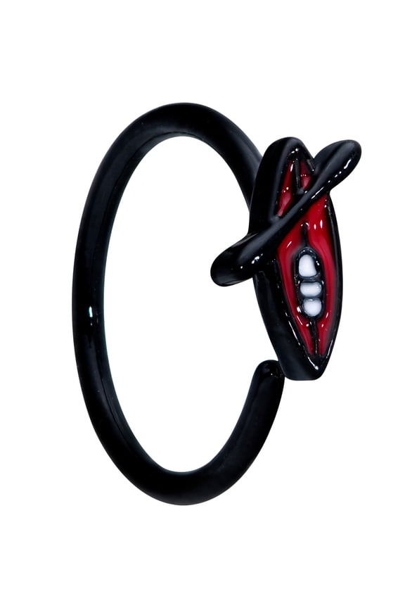 Womens 18G Black PVD Steel Nose Ring Red Kayak Boat Nose Hoop Ring Circular Nose Ring 3/8