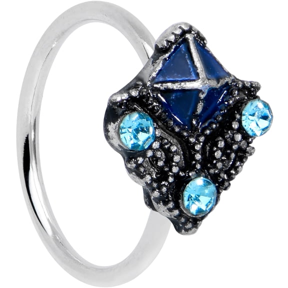 Body Candy Womens 20G 316L Stainless Steel Nose Ring Roccoco Blue Nose Hoop Ring Circular Nose Ring 5/16”