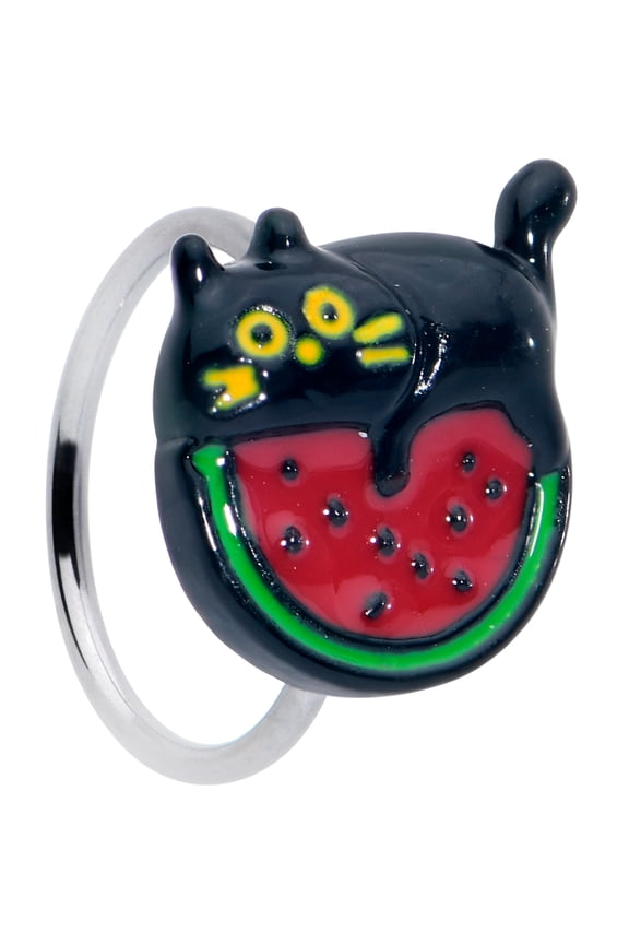 Womens 20G 316L Stainless Steel Nose Ring Watermelon Cat Love Mens Nose Hoop Ring Circular Nose Ring 5/16