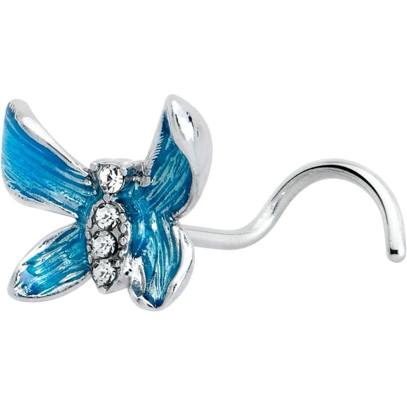 Body Candy Womens 20G 316L Stainless Steel Nose Screw Nose Ring Chunky Butterfly Blue Mens Nose Stud Body Piercing Jewelry 7mm