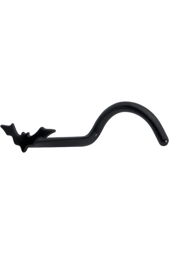 Womens 20G 316L Steel Black Nose Screw Nose Ring Itty Bitty Bat Left Side Nose Stud Body Piercing Jewelry 1/4"