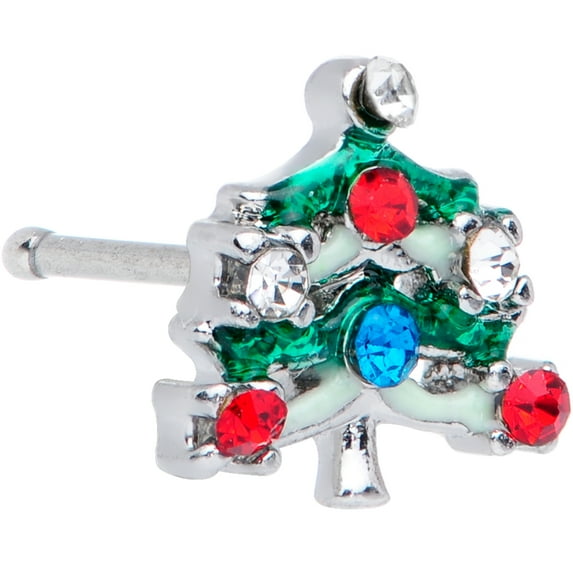 Body Candy Womens 20G 316L Steel Nose Ring Holiday Tree Nose Stud Nose Bone Body Piercing Jewelry 1/4"