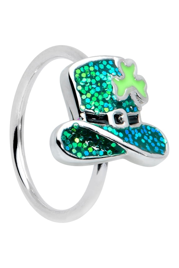 Womens 20G 316L Steel Nose Ring Top Hat Shamrock Mens Nose Hoop Ring Circular Nose Ring 5/16