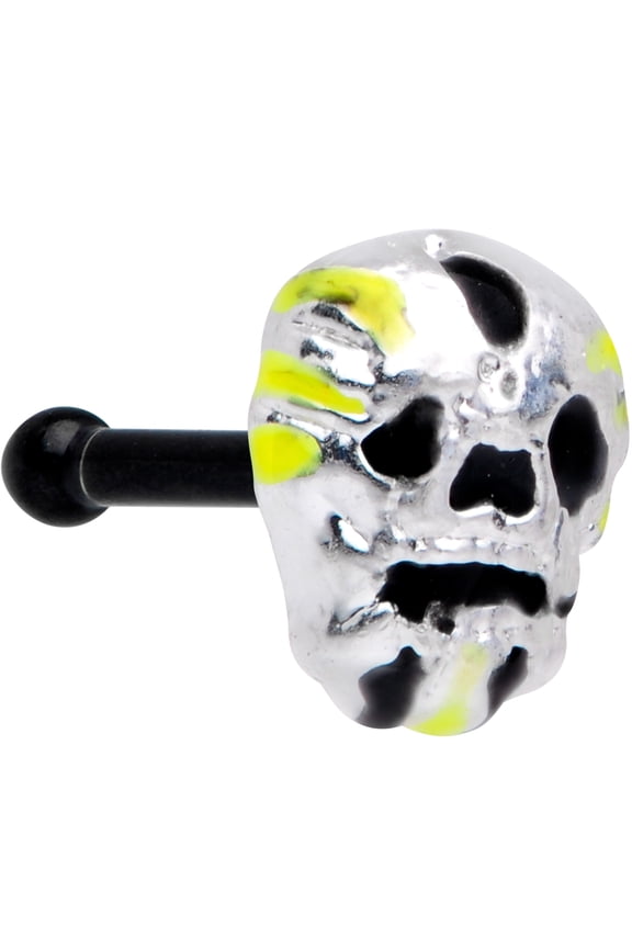 Womens 20G 6mm PVD Steel Nose Ring Skull Nose Stud Nose Bone Body Piercing Jewelry 1/4"