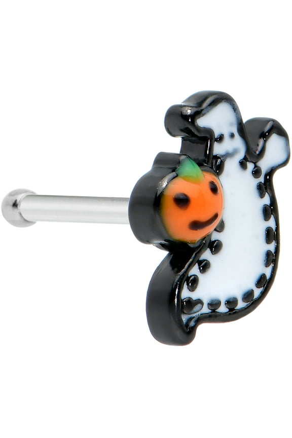 Womens 20G 6mm Steel Nose Ring Halloween Ghost Pumpkin Nose Stud Nose Bone 1/4