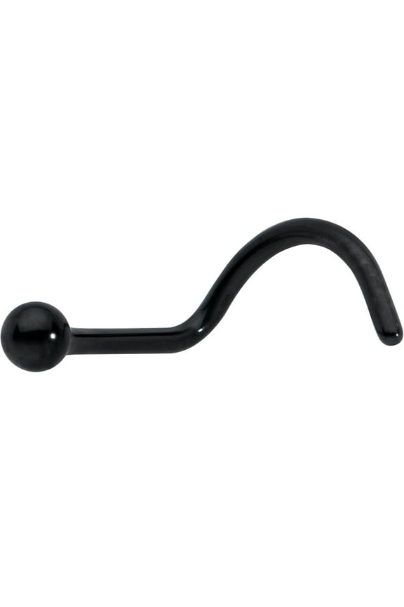Womens 20G ASTM F-136 Titanium Black Nose Screw Nose Ring Ball End Mens Nose Stud Body Piercing Jewelry 1/4"