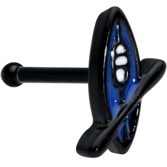 Body Candy Womens 20G Black PVD Steel Nose Ring Blue Kayak Nose Stud Nose Bone Body Piercing Jewelry 1/4"
