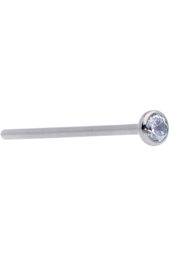 Womens 20G Grade 23 Titanium 2.5mm Clear Straight Fishtail Nose Ring Body Piercing Jewelry 3/4"