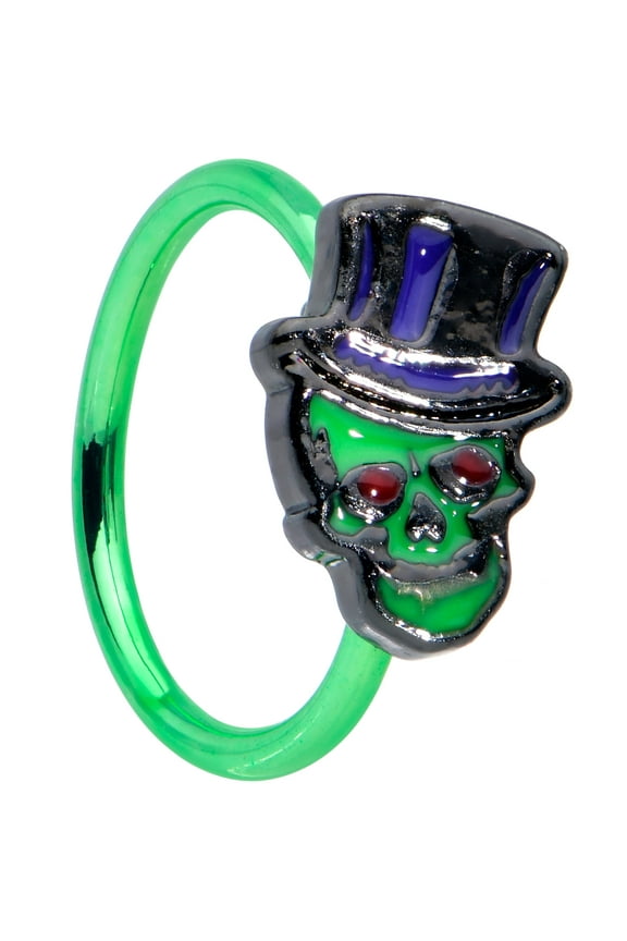 Womens 20G Green Plated Steel Nose Ring Top Hat Skull Nose Hoop Ring Circular Nose Ring 5/16