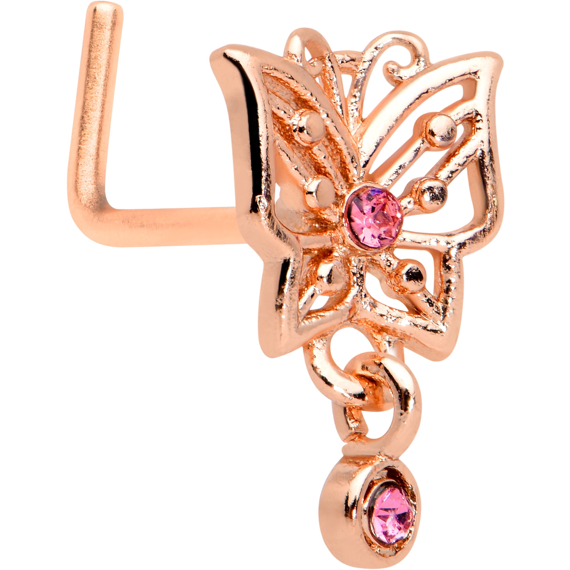 Body Candy Womens 20g 6mm 316l Stainless Steel L Shaped Nose Ring Pink