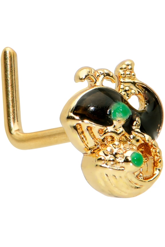 Womens 20G PVD Steel L Shaped Nose Ring Family of Whales Nose Stud 7mm