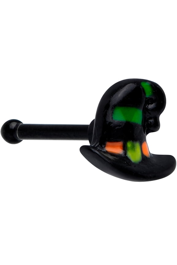 Womens 20G PVD Steel Nose Ring Witch Hat Nose Stud Nose Bone Body Piercing Jewelry 1/4"