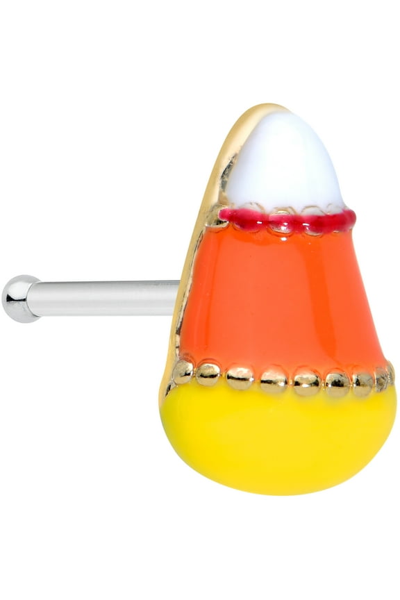 Womens 20G Stainless Steel Nose Ring Candy Corn Nose Stud Nose Bone Body Piercing Jewelry 1/4"