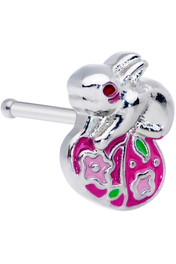 Womens 20G Steel Nose Ring Painted Egg Bunny Nose Stud Nose Bone Body Piercing Jewelry 1/4"