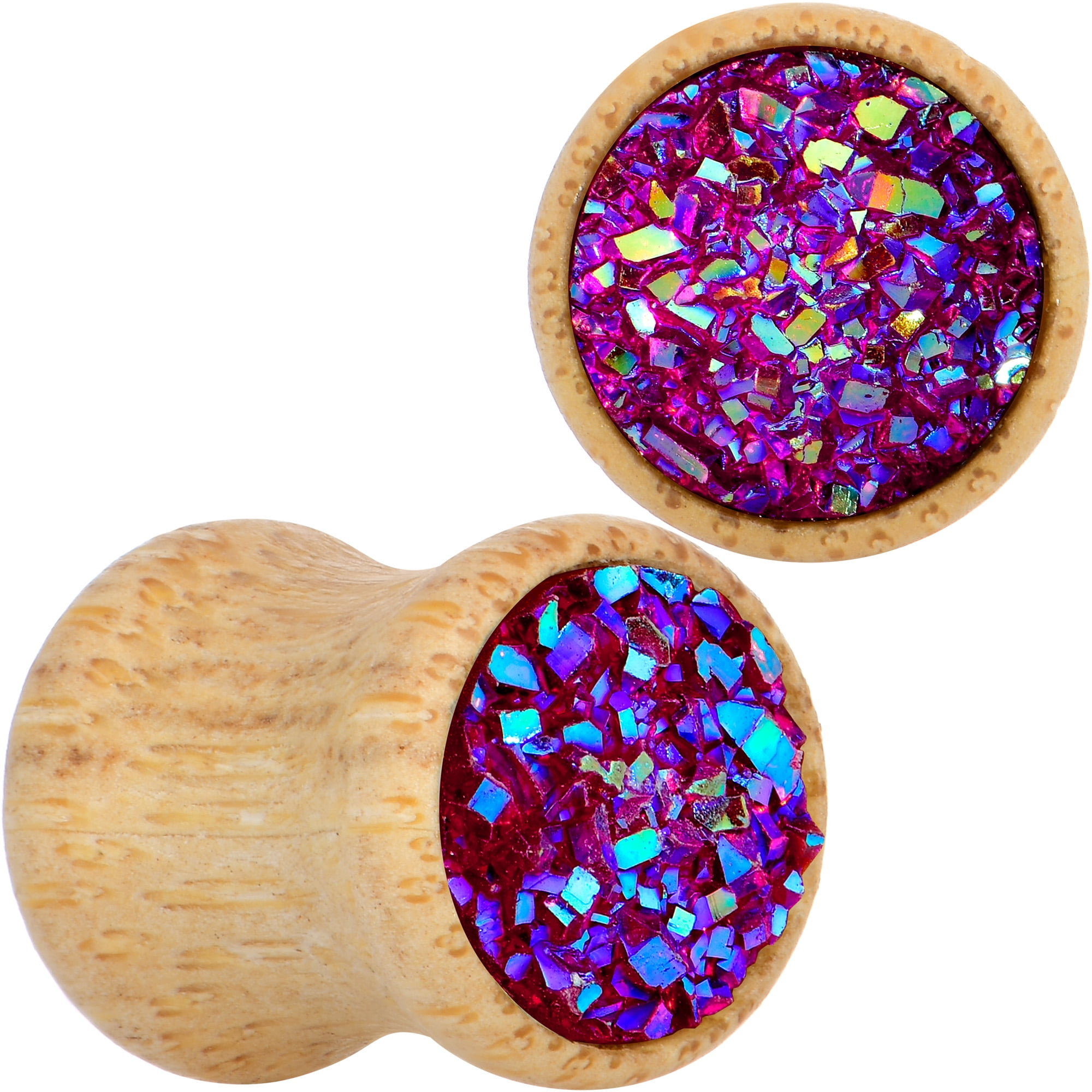 Body Candy Womens 2PC 0G Wood Pink Textured Stone Saddle Plugs Double ...
