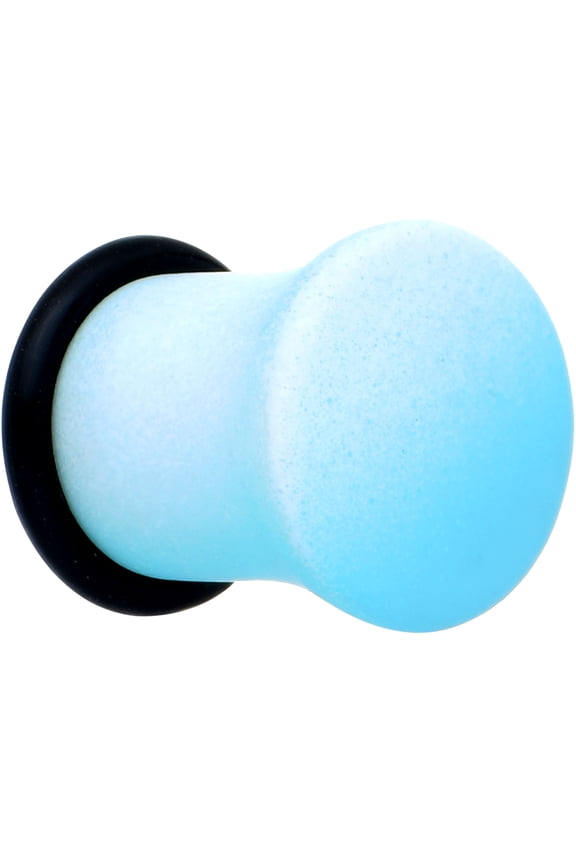 Womens 2Pc 0G Ear Plugs White Blue Ombre Matte Acrylic Single Flare Ear Plug Gauges Set of 2