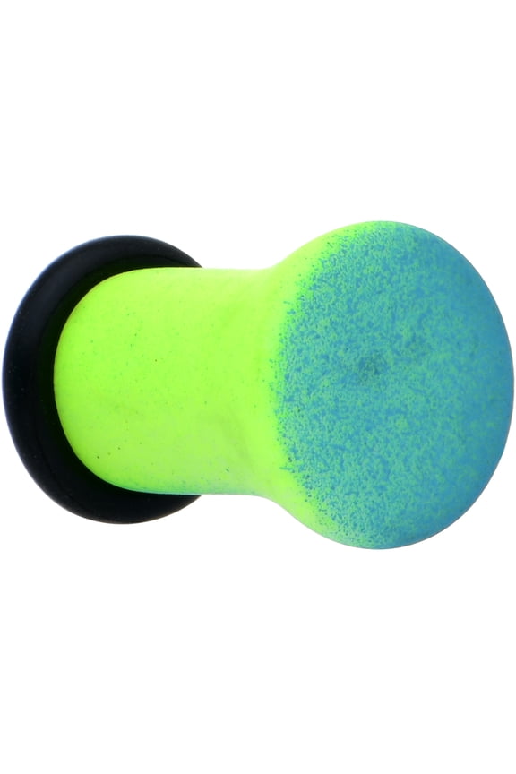 Womens 2Pc 2G Ear Plugs Green Blue Ombre Matte Acrylic Single Flare Ear Plug Gauges Set of 2