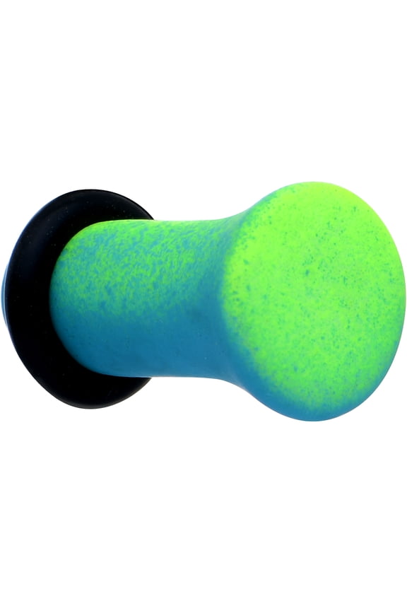 Womens 2Pc 4G Ear Plugs Green Blue Ombre Matte Acrylic Single Flare Ear Plug Gauges Set of 2