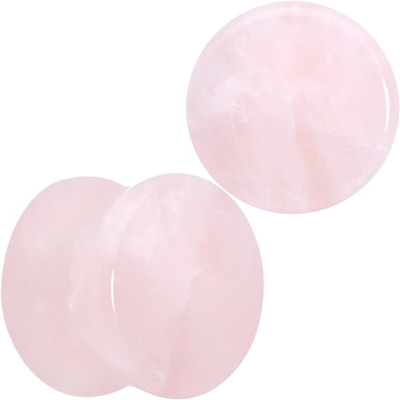Body Candy Womens 2Pc Pink Rose Quartz Stone Double Flare Plug Earring Ear Plug Gauges Set of 2
