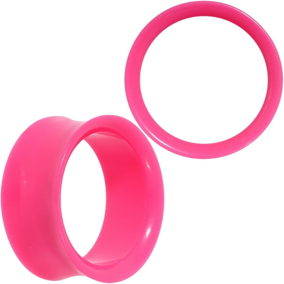 Body Candy Womens 2Pc Pink UV Acrylic Saddle Plugs Double Flare Plug Tunnel Ear Plug Gauges 26mm
