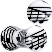 Body Candy Womens 2Pc White Acrylic Sheet Music Notes Double Flare Tunnel Plug Ear Plug Gauges Set of 2