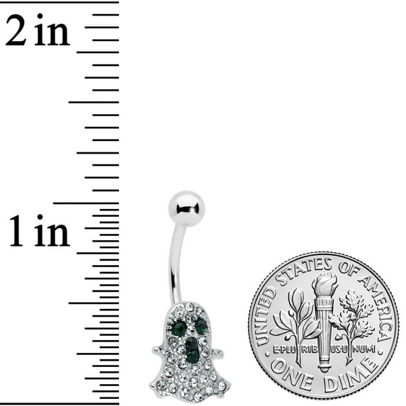 Body Candy Womens 316L Stainless Steel Navel Ring Piercing Clear Black Accent Scary Ghost Belly Button Ring