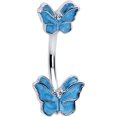 thumbnail image 1 of Body Candy Womens 316L Stainless Steel Navel Ring Piercing Simply Butterfly Blue Mens Double Mount Belly Button Ring, 1 of 3