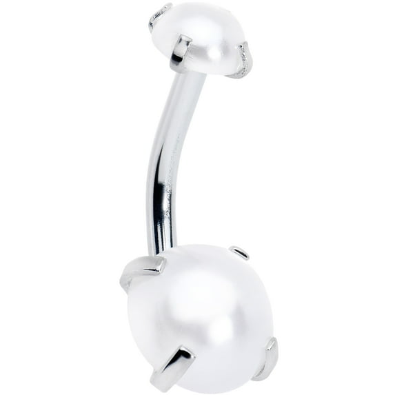 Body Candy Womens 316L Stainless Steel Navel Ring Piercing White Accent June Birth Month Mens Double Mount Belly Button Ring