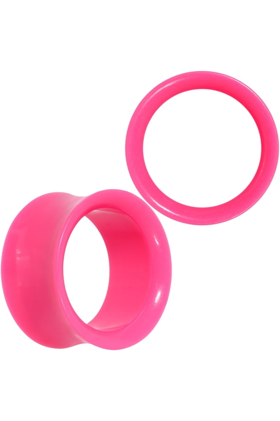 Womens 7/8" 2Pc Pink UV Acrylic Saddle Plugs Double Flare Plug Tunnel Ear Plug Gauges 22mm