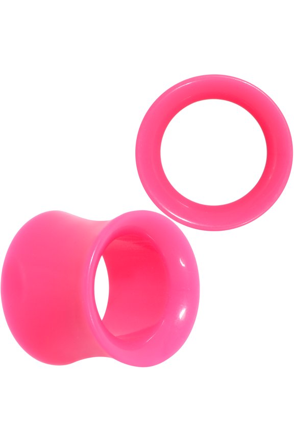 Womens 9/16" 2Pc Pink UV Acrylic Saddle Plugs Double Flare Plug Tunnel Ear Plug Gauges 14mm