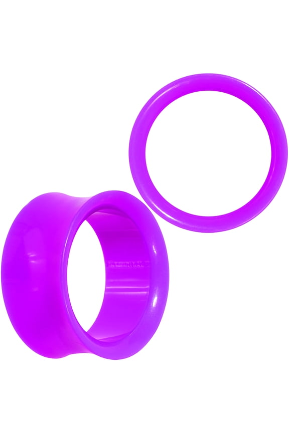 Womens .945" 2Pc Purple UV Acrylic Saddle Plugs Double Flare Plug Tunnel Ear Plug Gauges 24mm