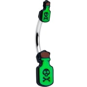Body Candy Womens Stainless Steel Piercing Glow in Dark Poison Bottle Double Mount Belly Button Ring