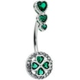 thumbnail image 1 of Body Candy Womens Steel Piercing Green Triple Drop Heart Shamrock Double Mount Belly Button Ring, 1 of 7