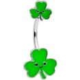 thumbnail image 1 of Body Candy Womens Steel Piercing Sweet Happy Shamrock St Patricks Double Mount Belly Button Ring, 1 of 7
