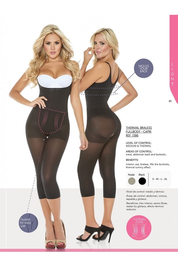 Body Capri Con Zona Termica Abdominal Realza El Busto - l