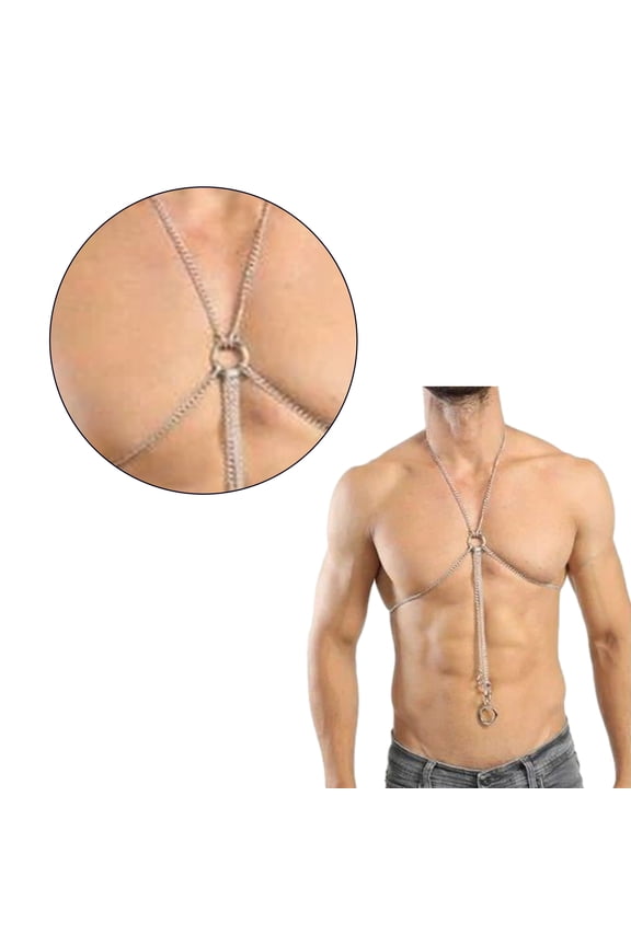 Body Chain Harness for Men Adjustable, Body Chain Jewelry Punk Chest Chain Belt Clubwear Costume Accessories