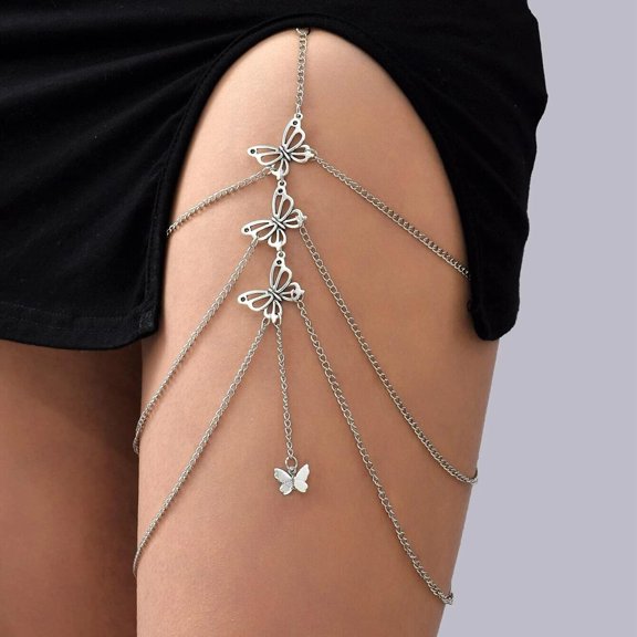 Body Chain Jewelry for Women Boho Thigh Chain Leg Chain Jewelry Rhinestone Thigh Harness Stretch Body Jewelry