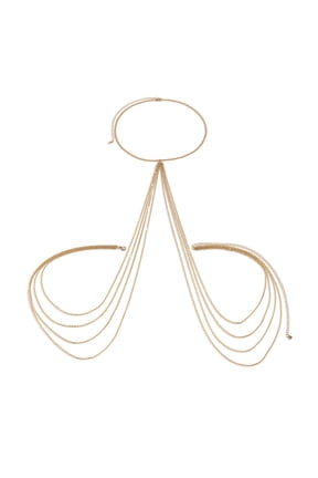 Body Chain Sexy and Simple Multi Layer Tassel Chest Chain Bikini Necklace Exaggerated Metal Body Chain Body Chain Shot (Gold )