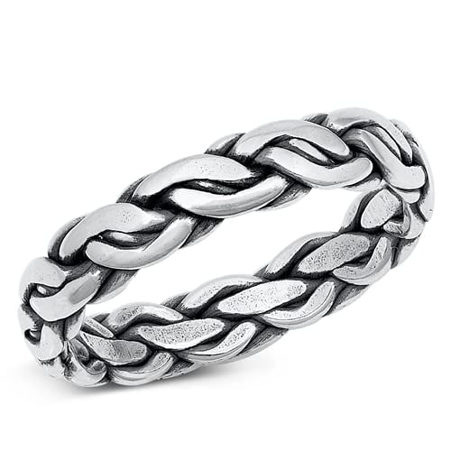 Body Colorz .925 Sterling Silver Puzzle Braided New Ring Polished 925 Band 5mm (7)