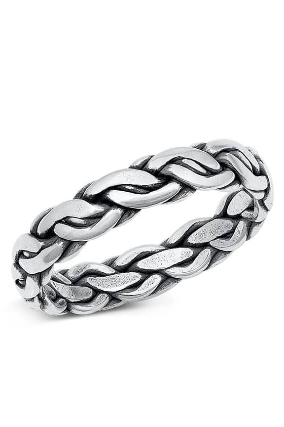 Body Colorz .925 Sterling Silver Puzzle Braided New Ring Polished 925 Band 5mm (8)